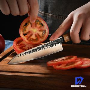 Couteau de chef en cuivre damas Vg 10 couteau de cuisine japonais en acier manche en bois de chêne carbonisé - Product Image 2