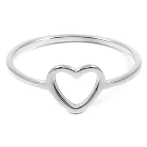 2021ジュエリートレンドBisuteriaDe Acero Inoxidable Women Gift Jewelry Mirror Polish Silver Trendy Hollow Heart Finger Ring