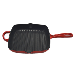 28cm Enamel Coating Cast Iron square Shape <strong>Grill</strong> Frying <strong>Pan</strong> with Dual Handles - Product Image 3