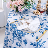 Nappe ronde en polyester imprimée de motifs floraux de luxe en gros pour les mariages, les fêtes et les banquets