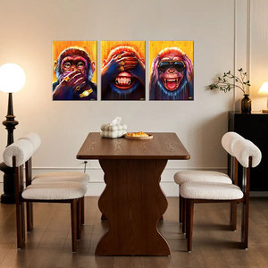 HAOWAI Drop Shipping Peinture de chambre à coucher <span class=keywords><strong>singe</strong></span> doré Peinture sur toile sans cadre, peinture amusante et amusante de décor de chambre à trois liens - Product Image 3