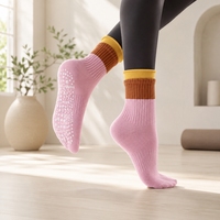 Chaussettes de yoga et de Pilates mi-mollet en coton respirant, antidérapantes, avec logo personnalisé OEM pour femmes