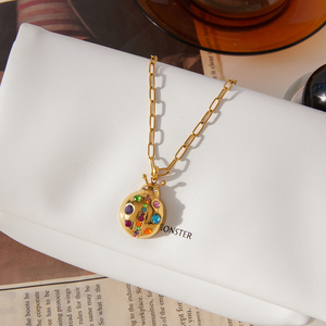 <span class=keywords><strong>Collana</strong></span> con Ciondolo <span class=keywords><strong>Coccinella</strong></span> JD in Zirconi Colorati, Placcata in Oro 18K con Catena in Acciaio Inossidabile, Gioiello Fantasioso per Donne - Product Image 6