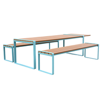 Table de pique-nique commerciale en bois de 6 pieds pour l'extérieur, table de restaurant et bancs pour parc extérieur