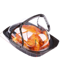 Boîte à emporter en plastique PET jetable résistante aux hautes températures, anti-buée, portable, pour poulet rôti et canard, qualité alimentaire PP