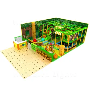 Commercial Large Jungle thème enfant en bas âge jeu doux ensemble centre équipement bois enfants aire de jeux intérieure