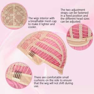 วิกผมสั้นหยิกสีชมพูพร้อมหน้าม้า 35 ซม. เส้นผมทนความร้อนสูง แนวผมธรรมชาติ คลุมเต็มศีรษะ - Product Image 2