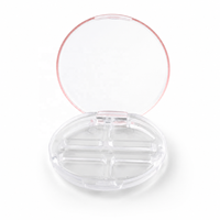 Boîtier transparent en plastique pour fard à paupières avec couvercle rabattable, plateau cosmétique à quatre compartiments pour poudre compacte, emballage OEM ODM