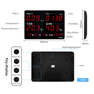 LX962-A Built-in <strong>Probe</strong> Digital Thermometer Hygrometer Air Quality Monitor with CO PM2.5 <strong>Detection</strong> &amp; Wall Clock for Factories Use - Product Image 2