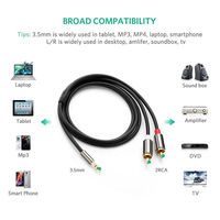 Pour UGREEN 3.5mm vers RCA HiFi Sound adaptateur de prise casque RCA mâle vers Aux Audio PVC veste pour haut-parleur et HDTV en Stock