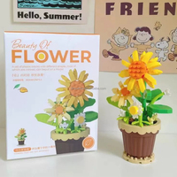 Offre Spéciale : Blocs de Construction Décoratifs en Forme de Plantes – Tournesols en Pot à Petites Particules Compatibles – Jouets DIY – Cadeau de Saint-Valentin