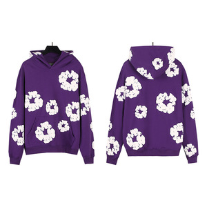 Felpa con Cappuccio 100% Cotone con Motivo Floreale in Schiuma, Ecologica, Antivento, Casual, Vestibilità Ampia, Manica Lunga, Unisex - Product Image 2