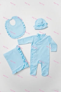 Newborn Baby Clothing Set 100% Blank Cotton Infant Girl Footie Bib Hat Blanket Set Personalized Baby Girl <strong>Coming</strong> <strong>Home</strong> <strong>Outfit</strong> - Product Image 2