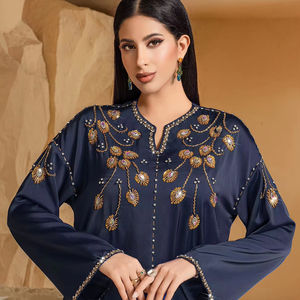 Gaun Pesta Panjang Desain Sederhana Romantis Warna Biru Alami Berlian Buatan Tangan dari Arab Saudi, Abaya Mewah Sederhana Sharut 2025 - Product Image 1