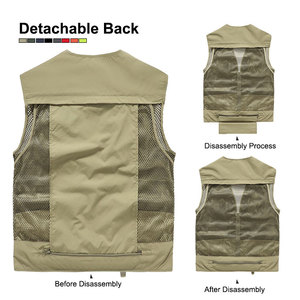 Biểu Tượng Tùy Chỉnh Người Đàn Ông Của Ngoài Trời Lưới Nhanh Chóng Làm Khô Workwear Vest Với Thoáng Khí Nhiều Túi Có Thể Tháo Rời Cá Nhiếp Ảnh Áo Ghi Lê - Product Image 3