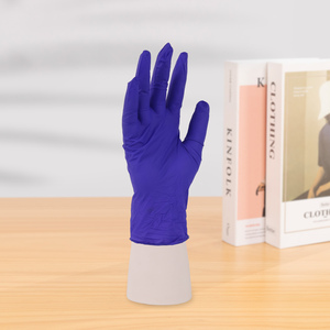 Food Service Cleaning Latex Free 3Mil Black Blue Nitrile <b>Textured</b> Fingertips <b>Powder</b>-Free Silicone-Free Customizable Gloves - Product Image 2
