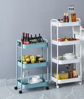 Chariot de rangement mobile moderne à 3 niveaux avec paniers en maille, étagère mobile, chariot utilitaire de cuisine en métal, fin et compact, vente en gros