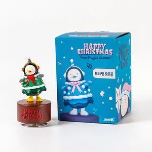 Popular Handcraft Korean IP Cartoon Pengsoo Kids Women Birthday Gifts Carousel Music Box Christmas Music Box