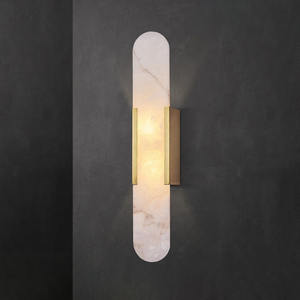 Nordic Style Marble Wall Lamp for Living Room TV Background Hotel Villa <b>Corridor</b> Minimalist New Chinese Style Copper Long <b>Light</b> - Product Image 3