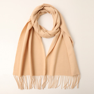 2026 Winter Merino Wol Sjaal Effen Caramel Kleur Luxe Kwast Geweven Wol Sjaal Op Maat Logo Label Wol Sjaal - Product Image 3