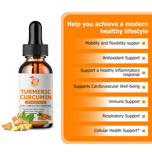 Gouttes liquides de curcuma et de curcumine les plus vendues avec extrait de gingembre biologique et extrait de poivre noir biologique, favorisant la santé cardiovasculaire - Product Image 3