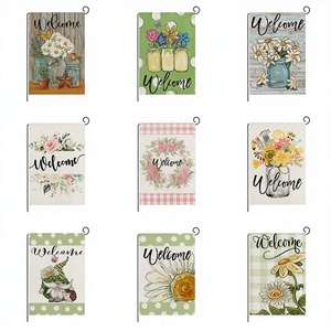 For Spring Flowers Garden <b>Flag</b> Rectangle Polyester Printed Yard Outdoor Decorative Banner Black White Plaid Cross-Border Home - Product Image 2