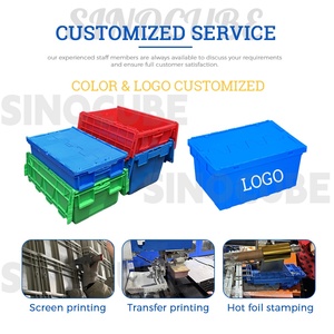 Sinocube Plastic Verhuisbakken Stapelbare Opbergcontainers Met Aanhechtingbaar Deksel Plastic Transportboxen Voor Transport En Bezorging - Product Image 5