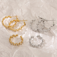Anlaufbeständige Edelstahl-PVD-18K-Vergoldete Luxus-Creolen mit Zirkonia-Besatz für Damen, Wasserfester Schmuck
