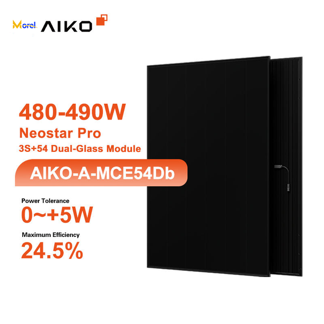 Aiko ABC Solar Model Pv Panels Full Black 450W 455W 460W 465W 470W 475w 480w 485w 490w Neostar N-Type 3S+54 Bifacail PV Panels