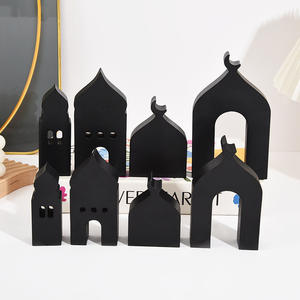 Nouvel ensemble artisanal en bois 3D pour le Ramadan 2026 – Ornement de table festif, pièce décorative étoile et lune de style européen et américain - Product Image 1