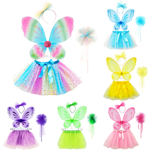 Gonna Tutu con paillettes colorate per ragazze con ali di <span class=keywords><strong>farfalla</strong></span> fascia per la testa con bacchetta a tema <span class=keywords><strong>farfalla</strong></span> <span class=keywords><strong>Costume</strong></span> da festa - Product Image 1