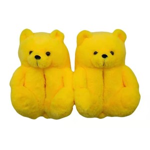 Vente chaude dessin animé ours en peluche taille unique pantoufles sol maison en peluche épais chaud coton chaussures en peluche pantoufles - Product Image 2