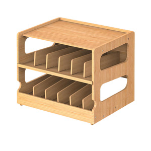 Étagère de rangement pour aliments en conserve, organisateur de bureau en bambou à double couche pour la cuisine et le stockage d'aliments pour animaux de compagnie - Product Image 2