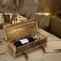 Boîte cadeau à vin en bois rustique vintage porte-bouteille unique verrouillage loquet sangles en cuir pour mariage pour le stockage de bière Champagne