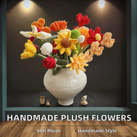 Bouquet de fleurs artificielles en peluche douce en polyester fait main, tournesol et tulipe, pour la décoration de la maison, de mariage et de remise de diplôme