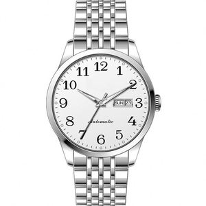 Montres mécaniques en or en gros, montre automatique à double date pour homme, montre-bracelet de luxe, bracelet en acier inoxydable, horloge lumineuse - Product Image 2