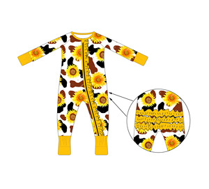 Tutina per Neonati in Bambù con Volant Personalizzata - Vendita all'Ingrosso - Basso MOQ Consegna Rapida - Pigiamino in Bambù OEM per Neonati - Product Image 2