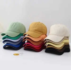 도매 야외 유아 모자 씻어 면 단색 모자 다채로운 야구 스포츠 사용자 정의 로고 모자