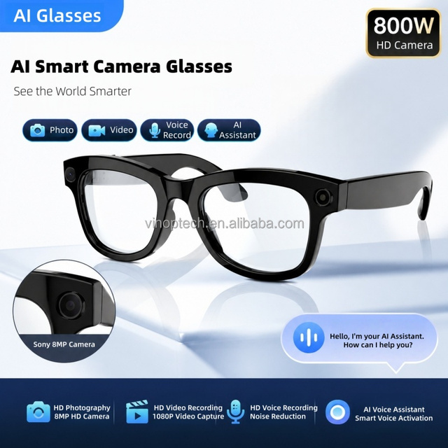 2026 Private Mold M01 Pro AI Smart Video Glasses 8MP Camera 32GB Storage Black WiFi BT AI Translation 146 Languages for Travel