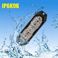 Luz Estroboscópica Universal Roja y Azul de Doble Color con 4 LED de Montaje Superficial, Homologada ECE R65, con Múltiples Patrones de Destello para Vehículos