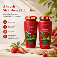 Ensemble Shampooing et Après-Shampooing à l'Extrait de Fraise Anti-Frisottis Lissant Hydratant Soin Capillaire Coffret Cadeau 270ml 400ml