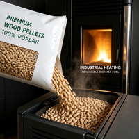 Granulés de biomasse renouvelable en bois de peuplier, sac de 15 kg pour chaudières industrielles et chauffage central