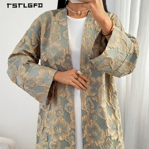 Abaya de luxe élégante vert émeraude, broderie en fil d'or, style marocain, kaftan à manches longues, robe de soirée printemps pour femmes - Product Image 2