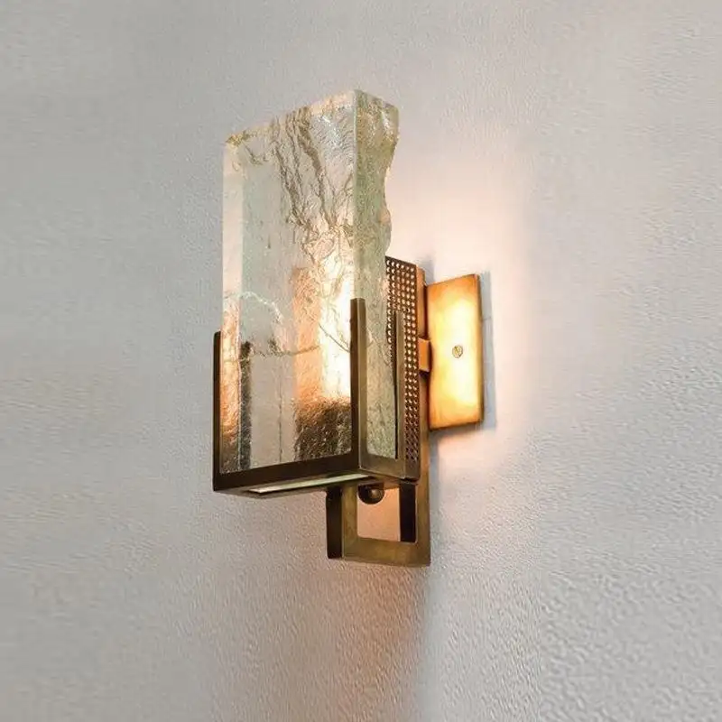 Lámpara de pared de cristal de hielo minimalista Moderna villa mesita de noche dormitorio diseñador sala de estar fondo de pared lámpara de pared de lujo