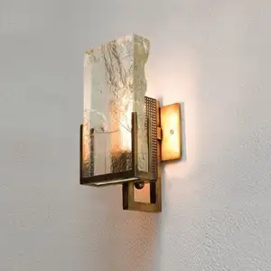 현대 미니멀리스트 아이스 크리스탈 벽 램프 빌라 침대 옆 침실 디자이너 거실 배경 벽 조명 고급 벽 램프