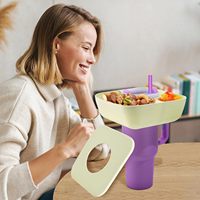 Bol à collation avec couvercle pour gobelet de 40 oz avec poignée, plateau à collation en silicone, support réutilisable pour collations, accessoires pour gobelet