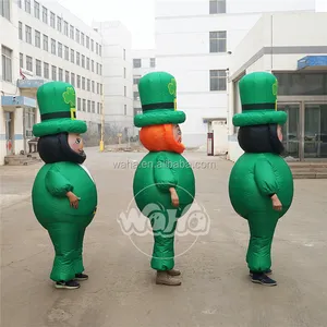 Divertido disfraz de desfile del Día de San Patricio, mascota de dibujos animados, figura inflable verde