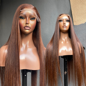 Peluca de cabello humano crudo marrón jengibre 13x4 pelucas delanteras de encaje de cabello humano para mujeres negras cabello virgen vendedor de peluca frontal de encaje al por mayor - Product Image 4