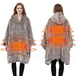 Best Sell Hoodie Oversized Sweatshirt Heating Electric Throw Eco-Friendly Heated Wearable Blanket