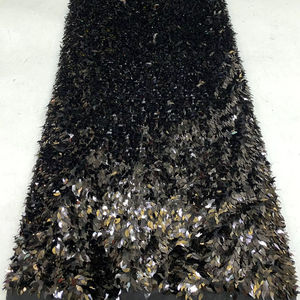 Stretch maille mangue tranche paillettes broderie dentelle tissu robe de soirée à la mode avec sangle sac à chaussures chapeau Patchwork robe à paillettes - Product Image 1